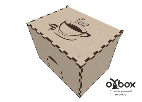 Коробка для чая с крышкой и отсеками 150х170х160 мм.